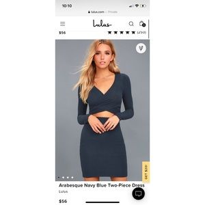 Lulu’s navy blue two piece long sleeve set